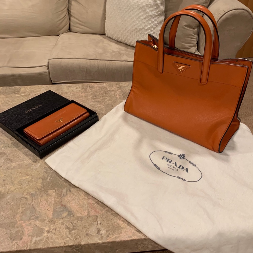 Prada Saffiano bag & pebbled leather wallet!